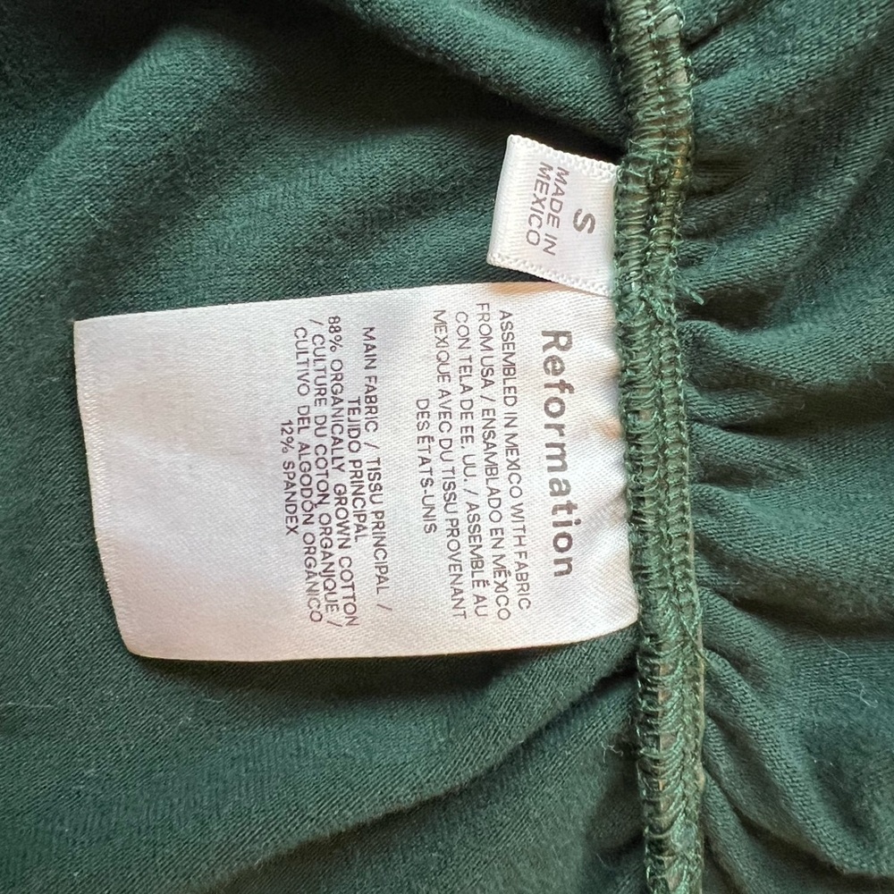 Reformation Ruched Forest Green Muscle Tee Size Small - Picture 5 of 5
